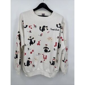 Trump's Castle Casino Resort Sweatshirt With Cats Rare White One Size 80s VTG